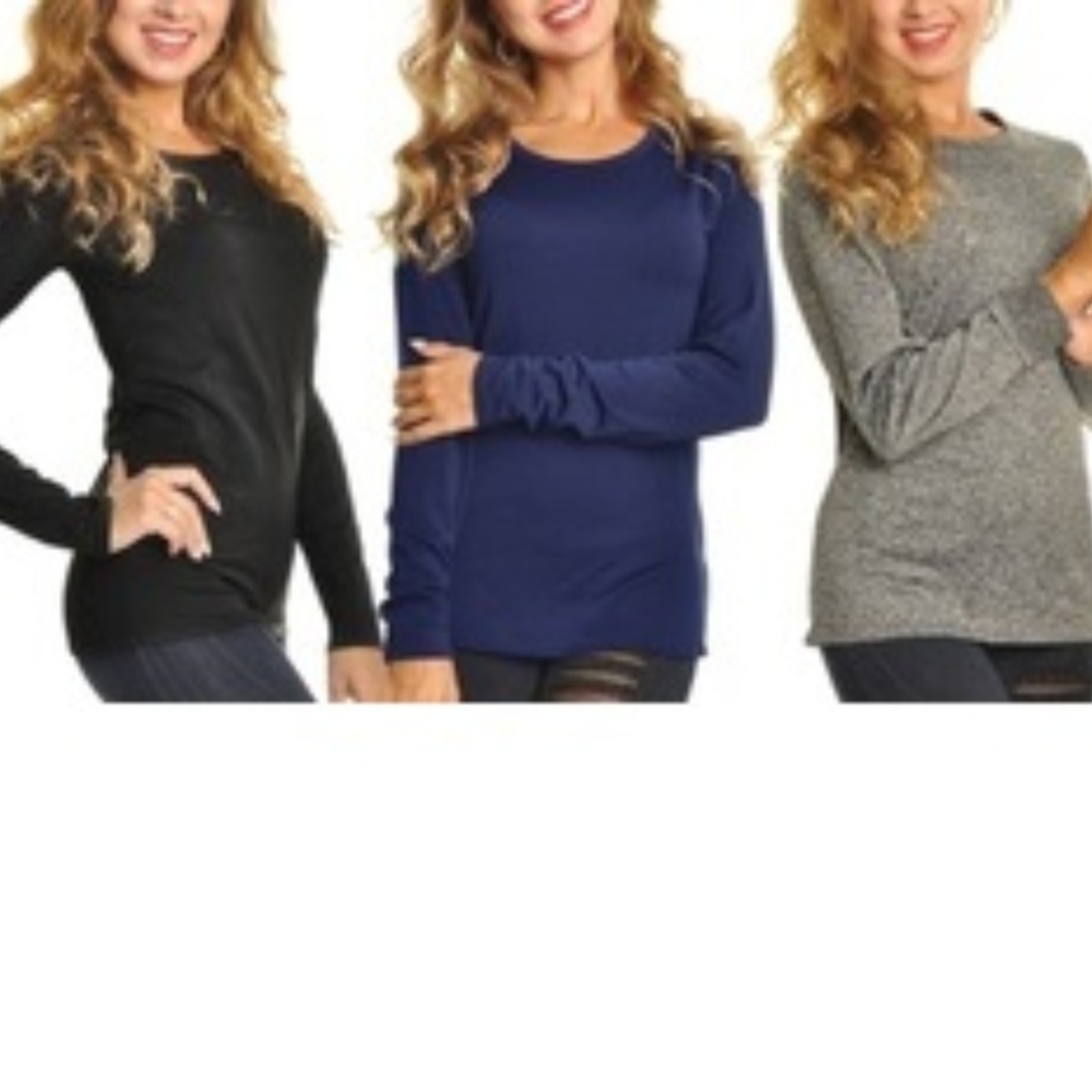 Angelina 3 pk Thermal tops T7915 gray, black, blue - Picture 2 of 5